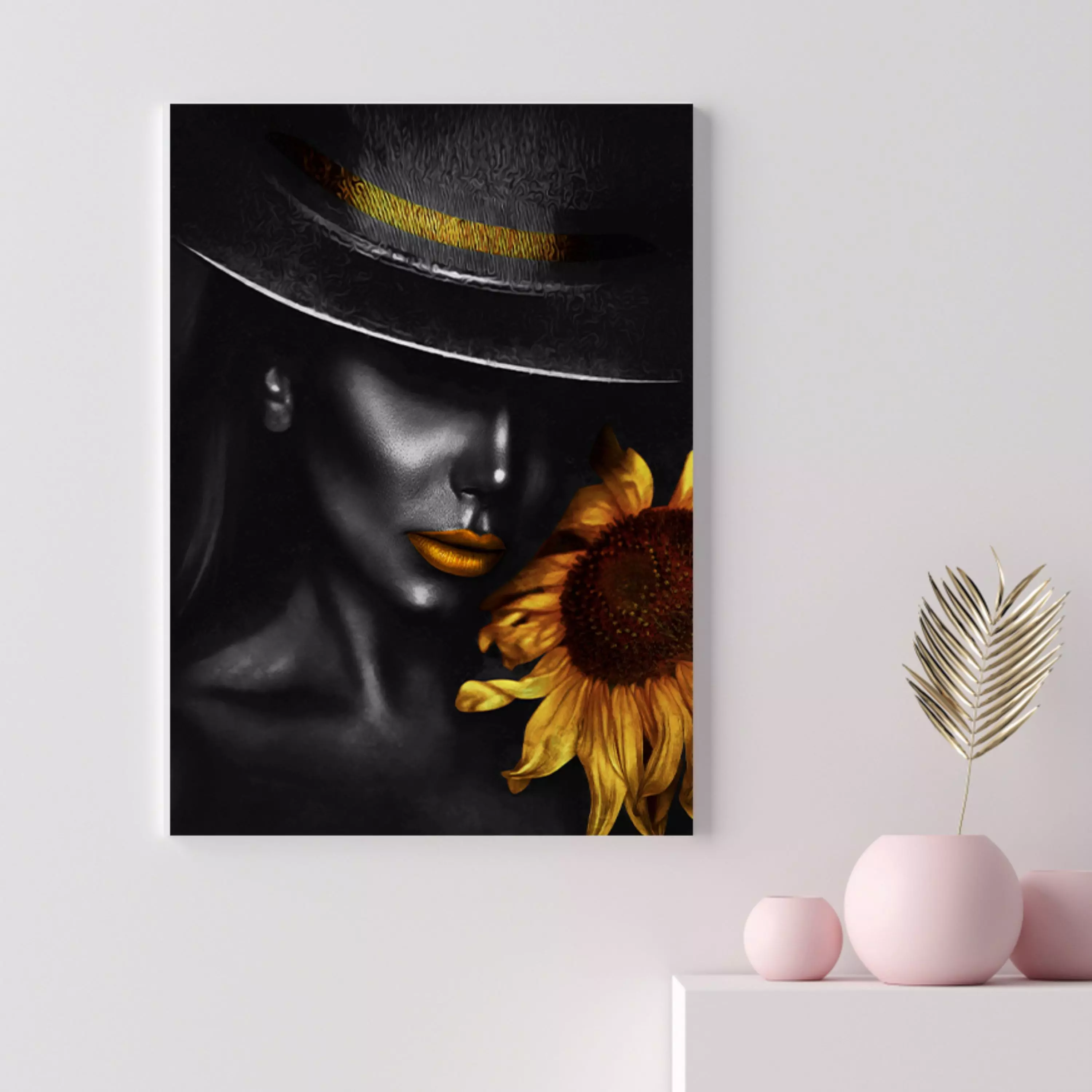 تابلو زن و گل آفتابگردان ( 825-MR ART )